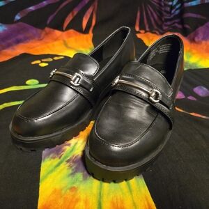 Ardene Black Loafers with Silver Accent